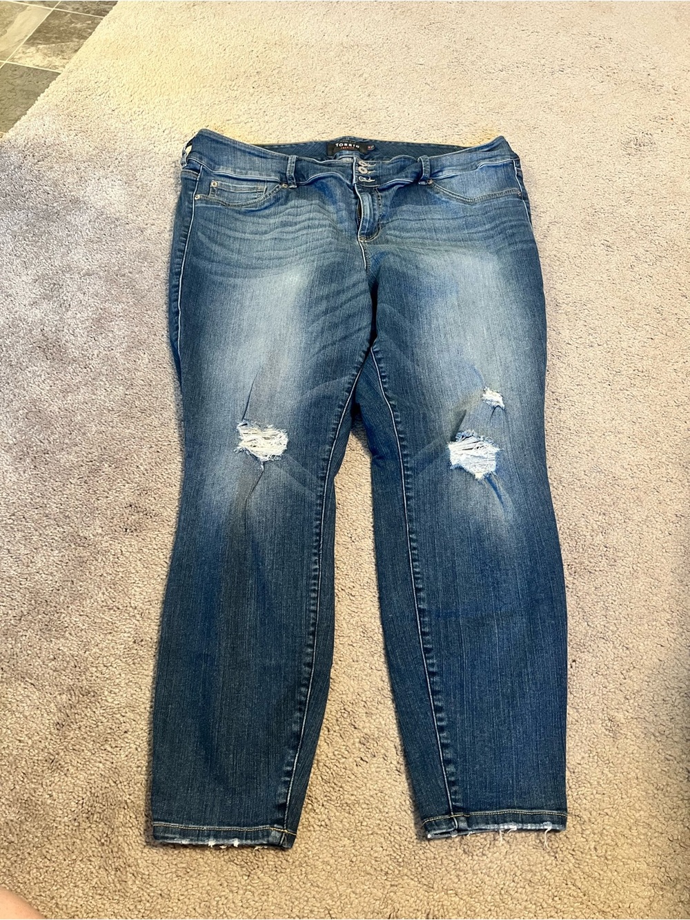 Torrid Premium Distressed Mid-Wash Jeans